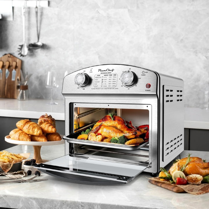 Classic Stainless Steel Air Fryer With Dual Knob Control