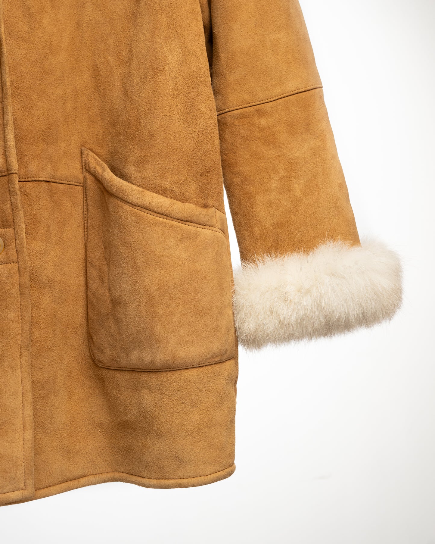 Luxurious Genuine Sheepskin Coat with Fur Trim