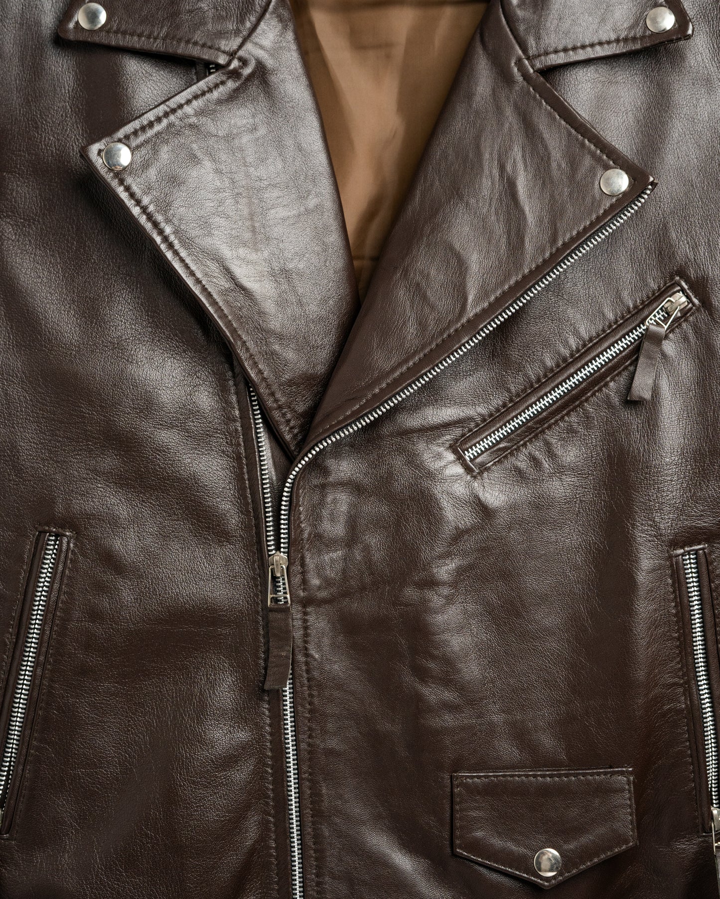 Men's Premium Brown Leather Biker Jacket – Classic Style with Belted Waist