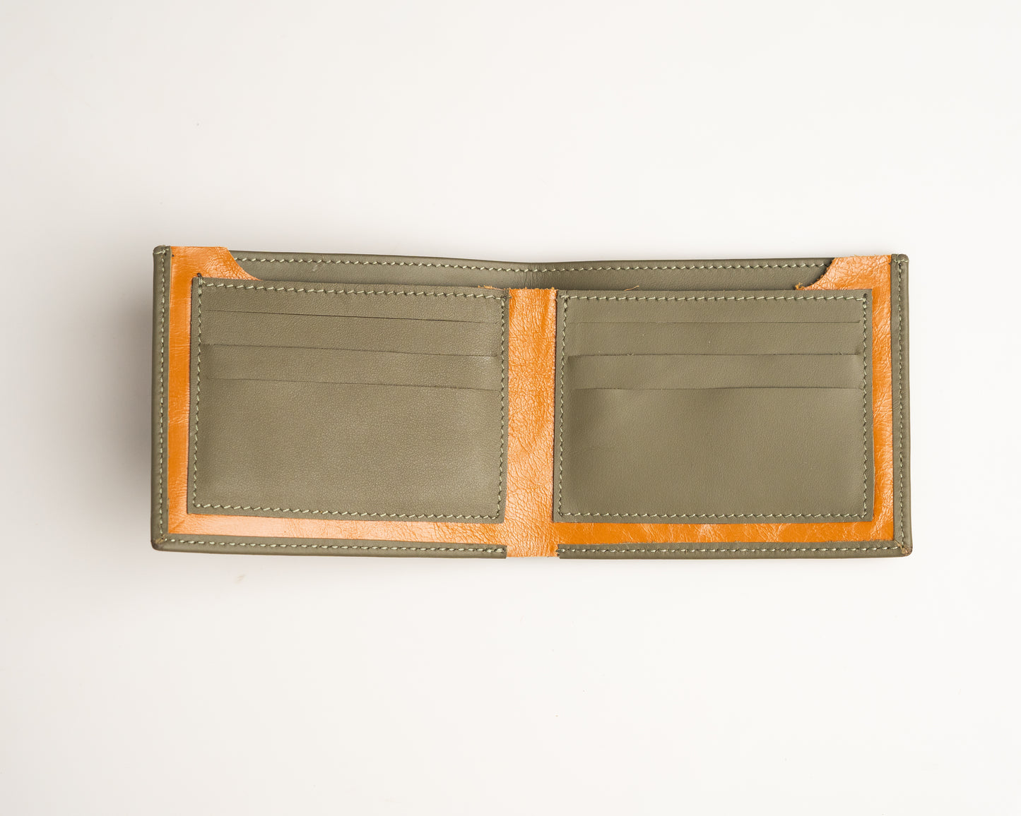 Premium Leather Bifold Wallet in Olive Green