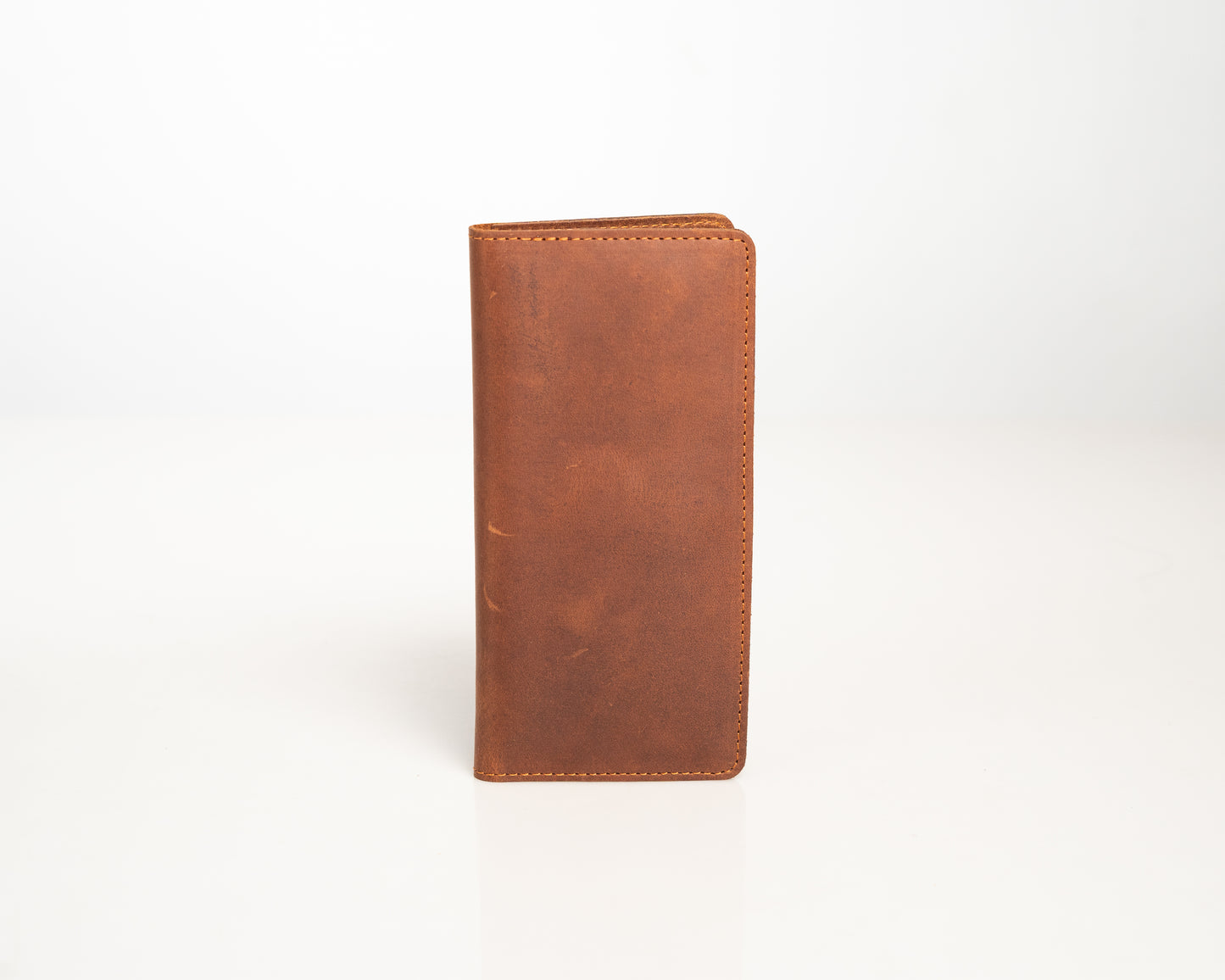 Rustic Tan Leather Wallet – Handcrafted Long Bifold with Vintage Finish