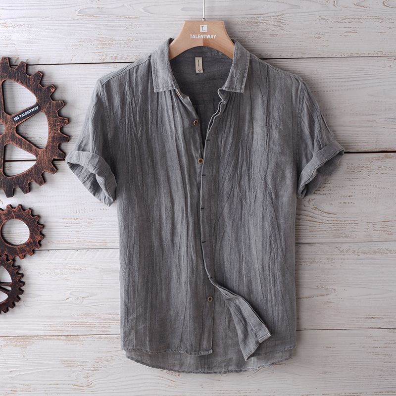 Turkish Retro Distressed Linen Shirt