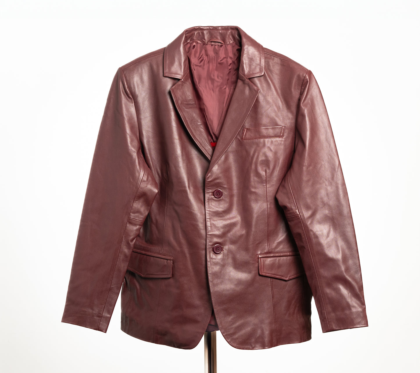Men's Genuine Sheep Leather Biker Jacket – Burgundy Classic Fit