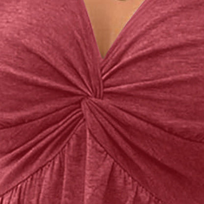 Womens Twist Front V Neck Dress