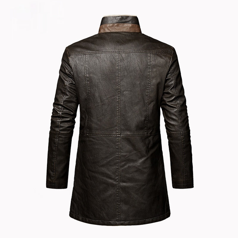 Leather Extended Plus Size PU Leather Coat