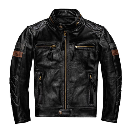 First Layer Cowhide Leather Coat