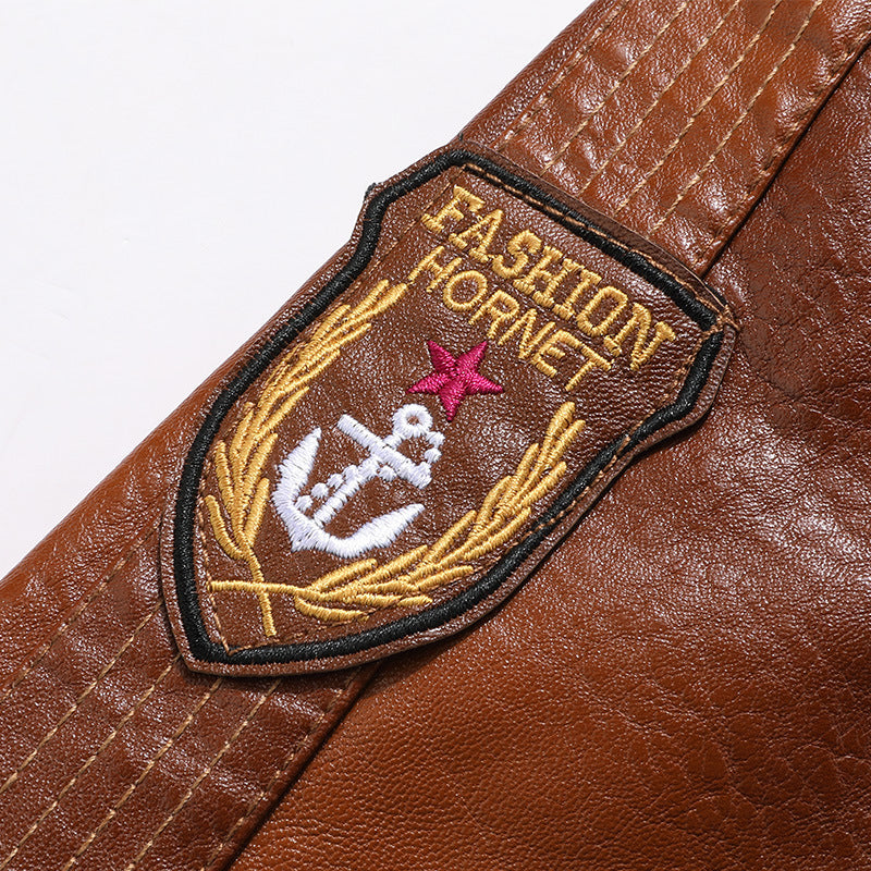 Men's  Stand-up Collar Leather Jacket