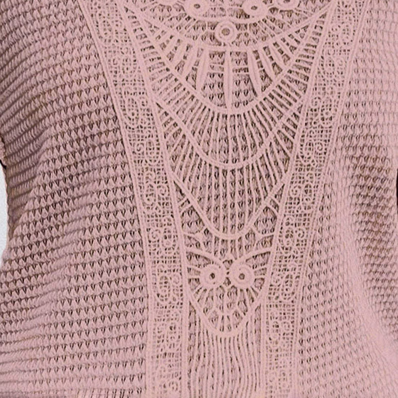 Women's Lace Splicing Crew Neck Top
