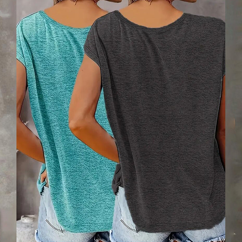 Women's V Neck Sleeveless Tank Tops | x 2 Pc