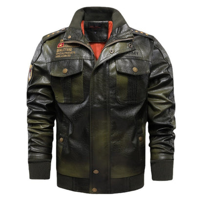 Men's  Stand-up Collar Leather Jacket