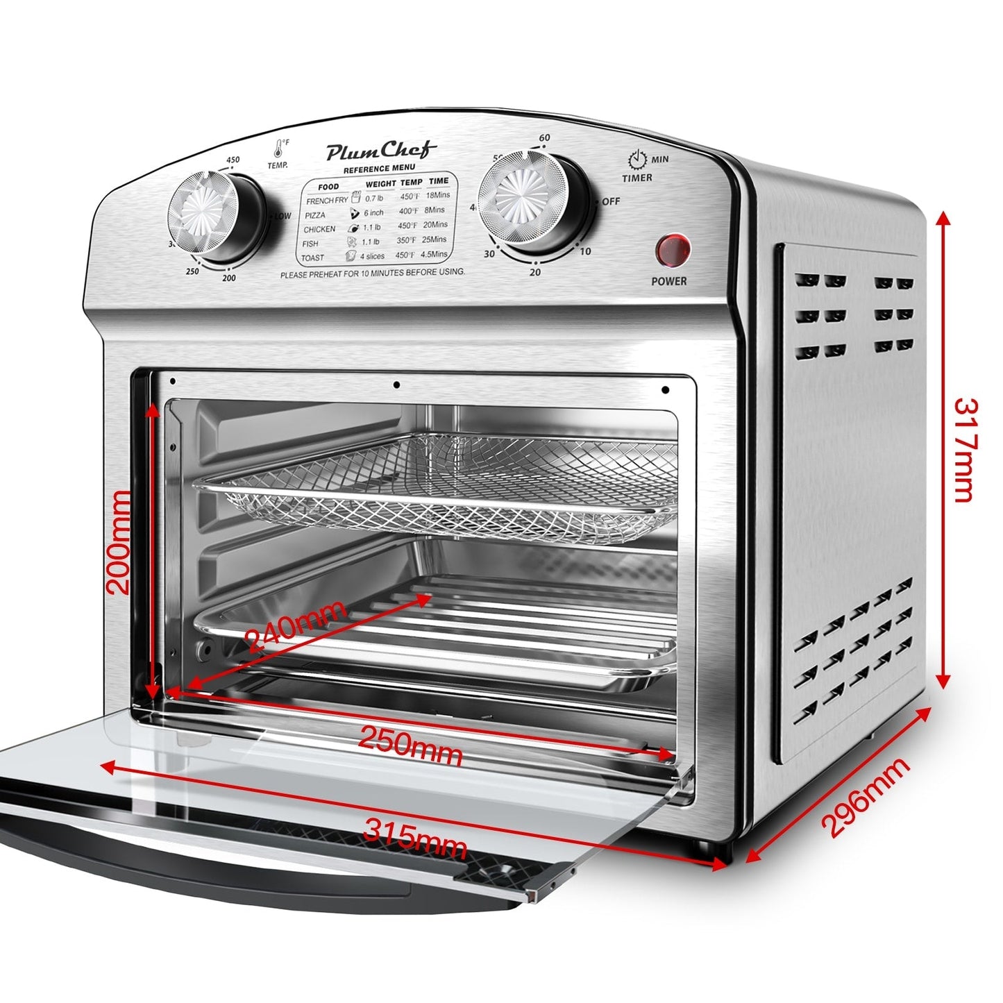 Classic Stainless Steel Air Fryer With Dual Knob Control