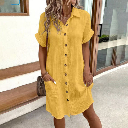 Women's Button Down Dress With Pockets
