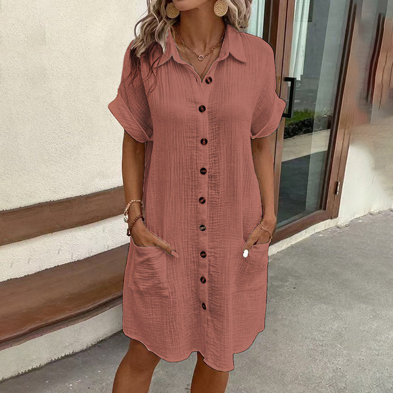 Women's Button Down Dress With Pockets