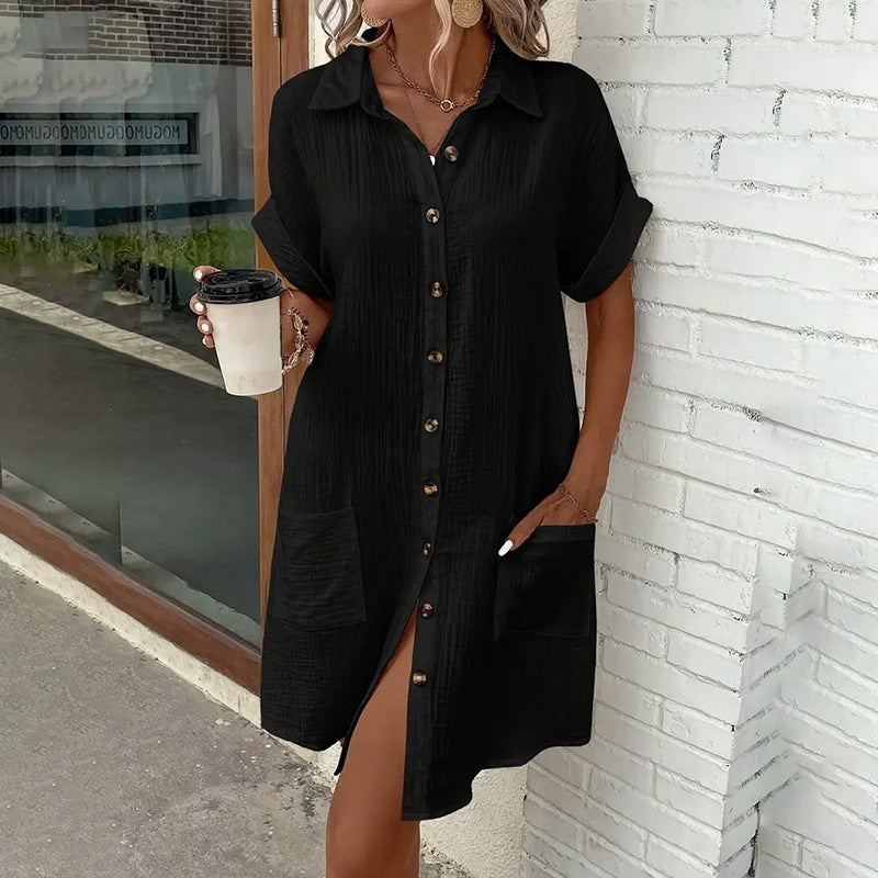 Women's Button Down Dress With Pockets
