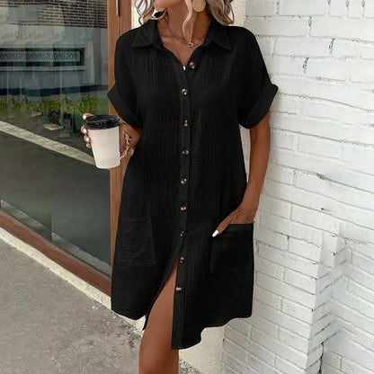 Women's Button Down Dress With Pockets