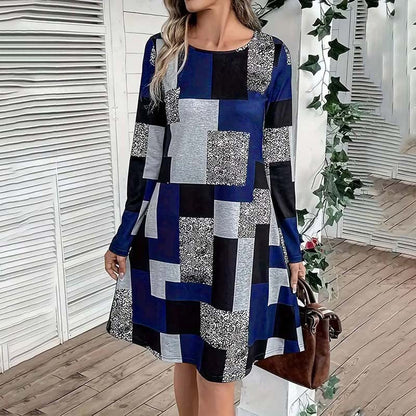 Digital Print Elegant Spring & Fall Dress