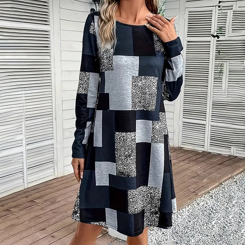 Digital Print Elegant Spring & Fall Dress