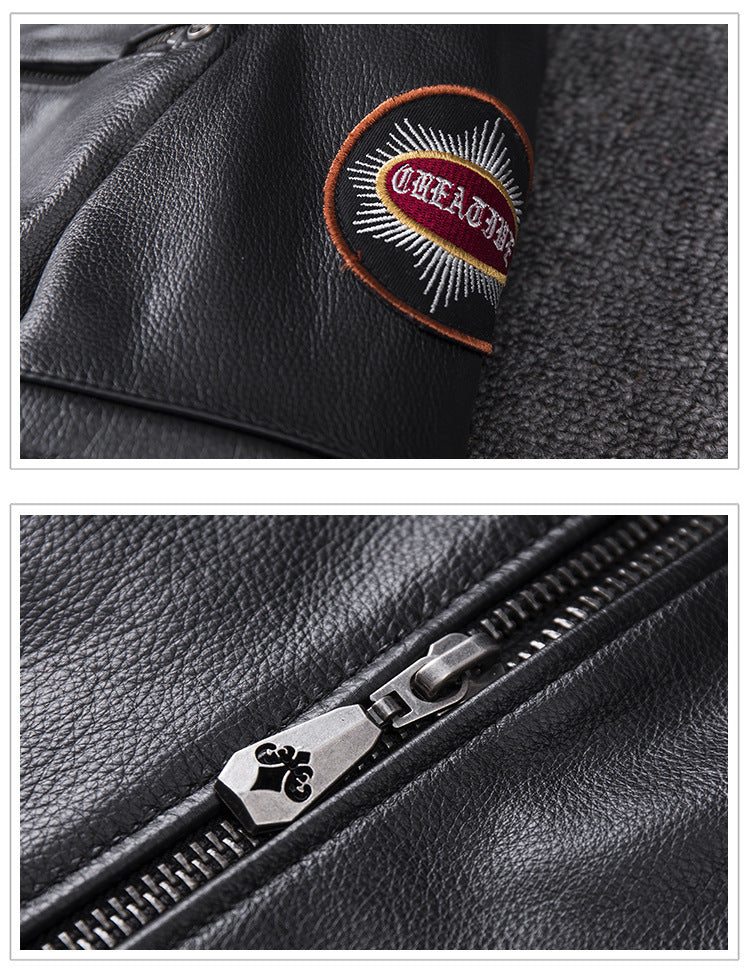 Stand Collar Leather Jacket