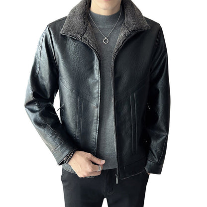 Velvet Padded Plus Size Men's Leather Jackets
