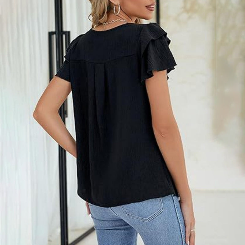 Women's Ruffle Crewneck Top