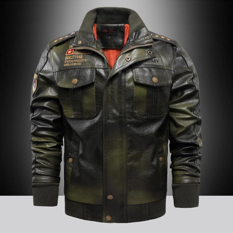 Men's  Stand-up Collar Leather Jacket