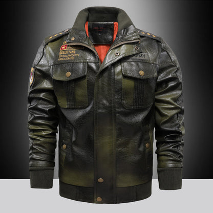 Men's  Stand-up Collar Leather Jacket