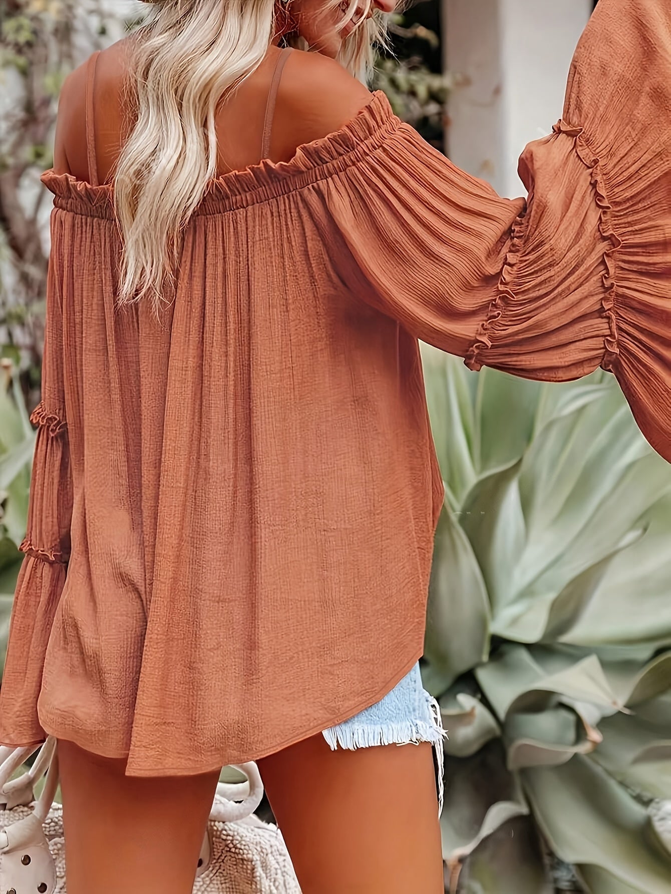 Off Shoulder Flared Sleeve Shirt