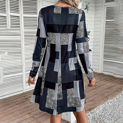 Digital Print Elegant Spring & Fall Dress