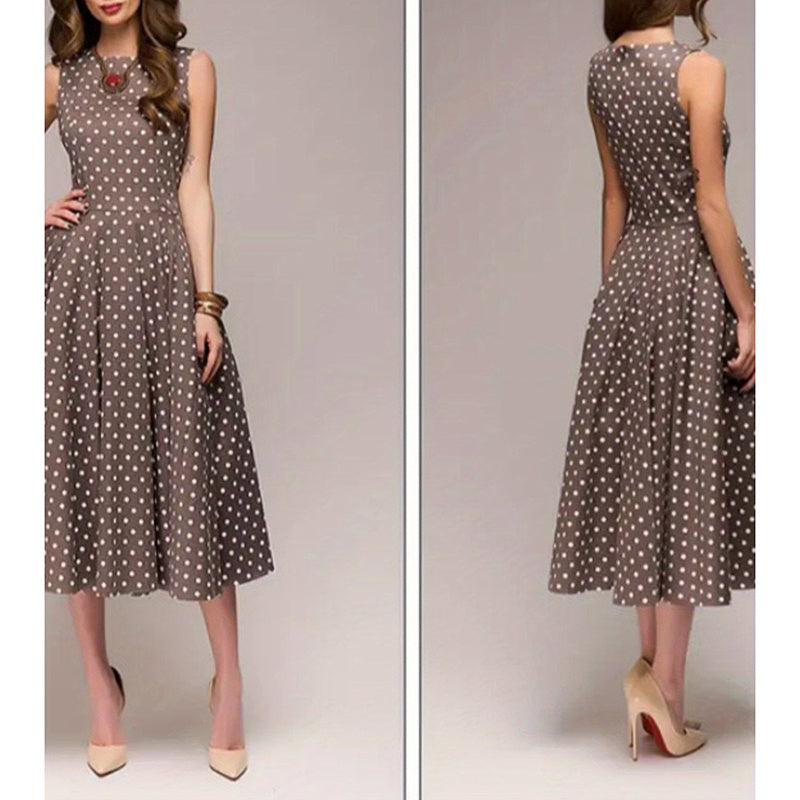 Women's Vintage Polka Dot Sleeveless Dress
