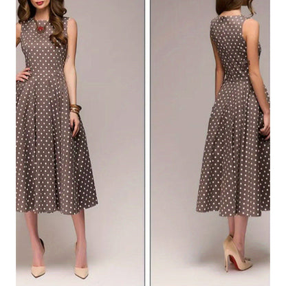 Women's Vintage Polka Dot Sleeveless Dress