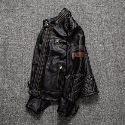 First Layer Cowhide Leather Coat