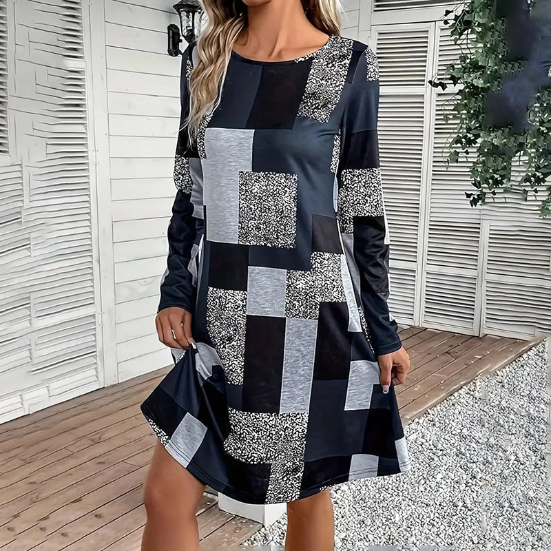 Digital Print Elegant Spring & Fall Dress