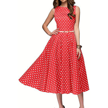 Women's Vintage Polka Dot Sleeveless Dress