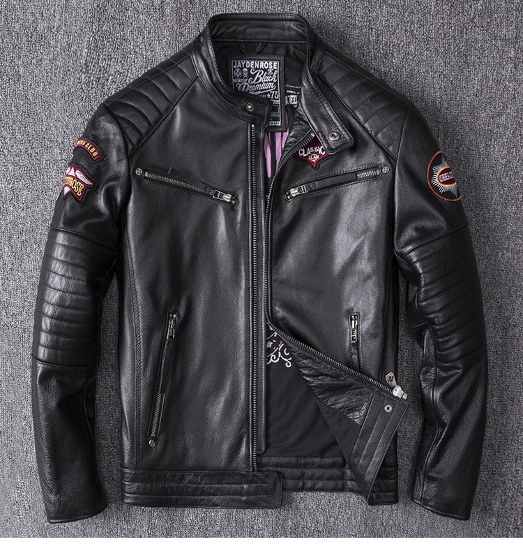 Stand Collar Leather Jacket