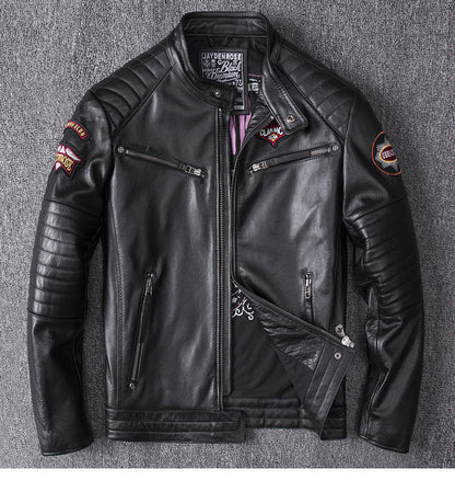 Stand Collar Leather Jacket