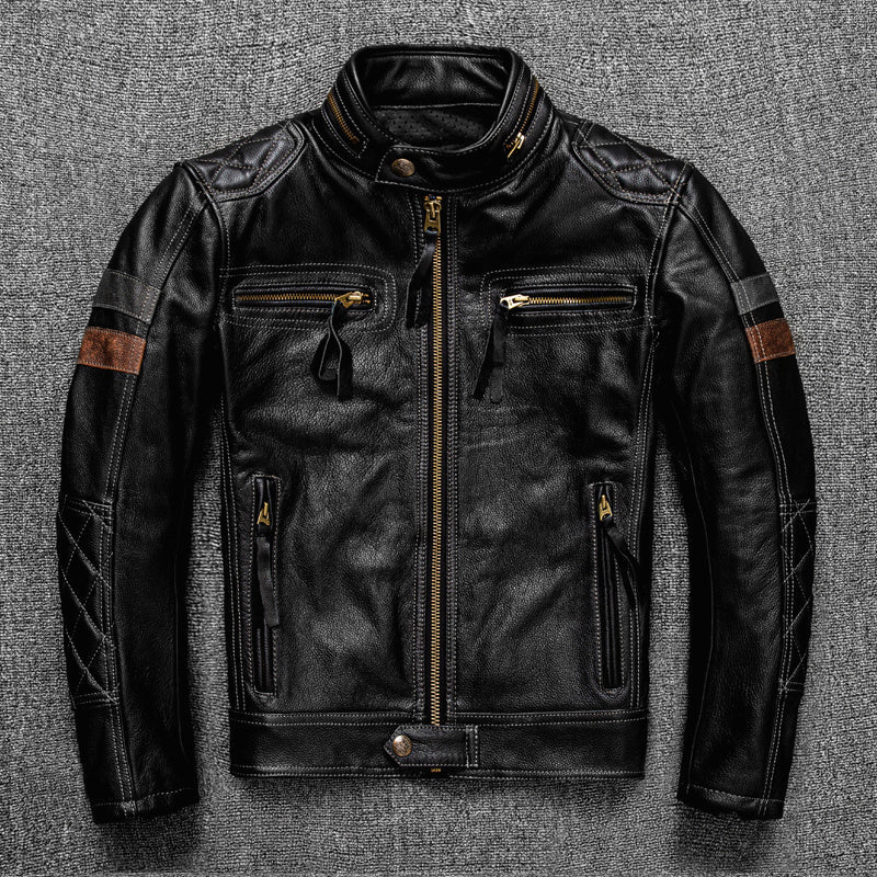First Layer Cowhide Leather Coat