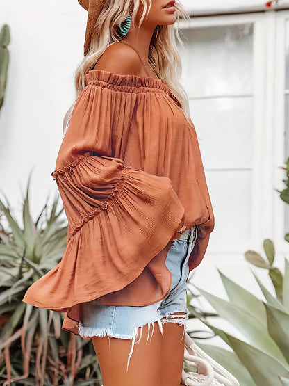 Off Shoulder Flared Sleeve Shirt