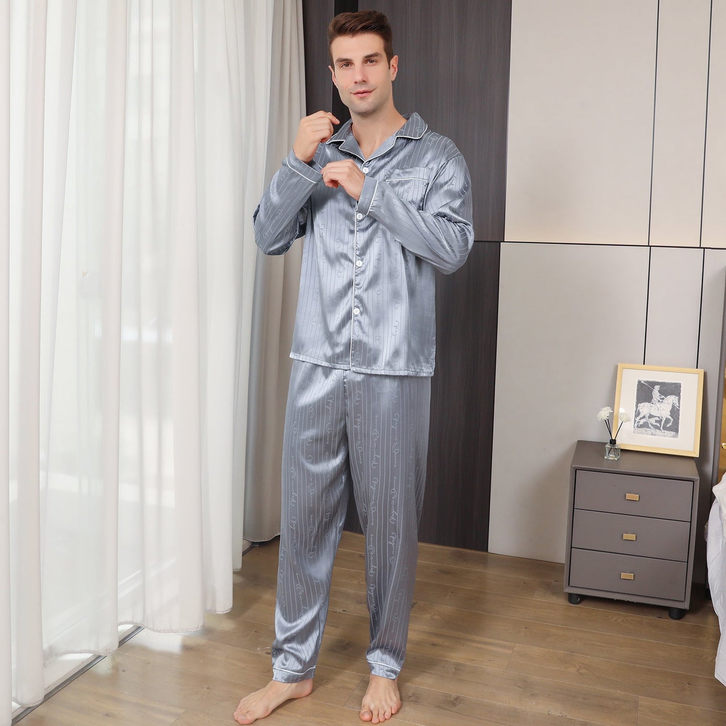 Ice Silk Men's Pajama Set