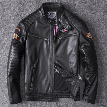 Stand Collar Leather Jacket