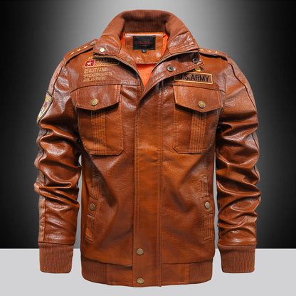 Men's  Stand-up Collar Leather Jacket