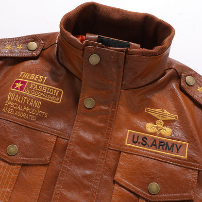 Men's  Stand-up Collar Leather Jacket