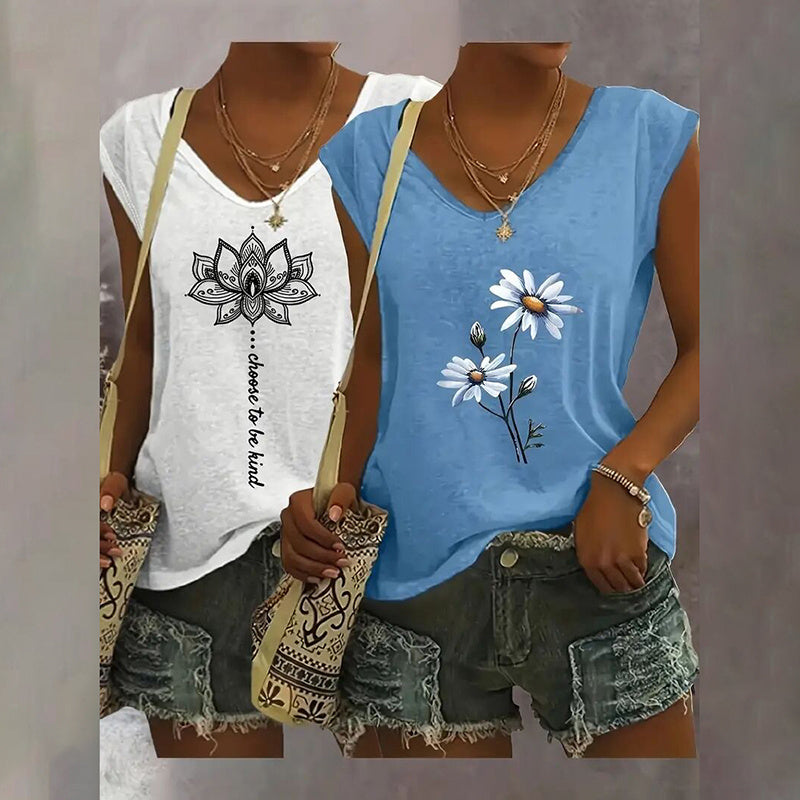 Women's V Neck Sleeveless Tank Tops | x 2 Pc