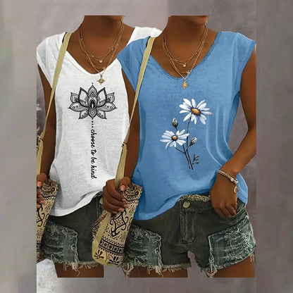 Women's V Neck Sleeveless Tank Tops | x 2 Pc