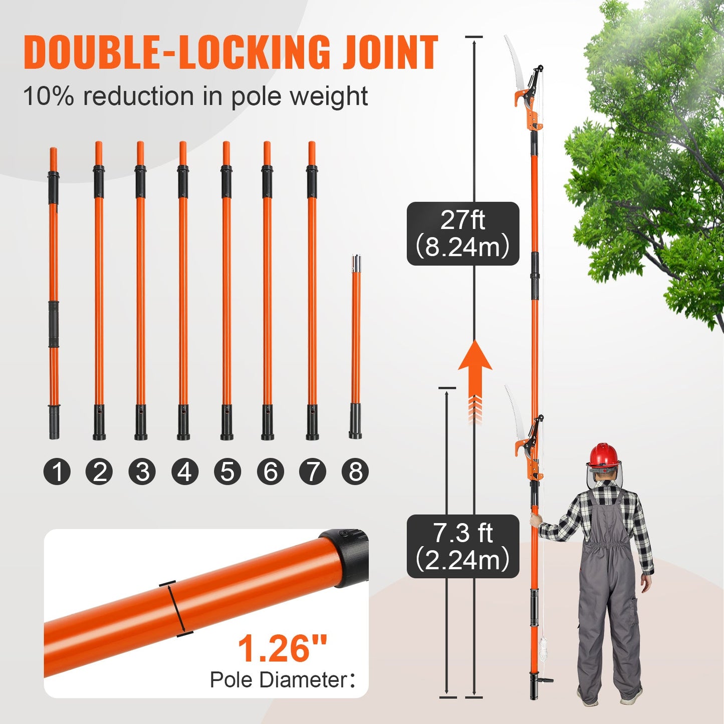 Manual Tree Pruner, 27 Ft Extendable