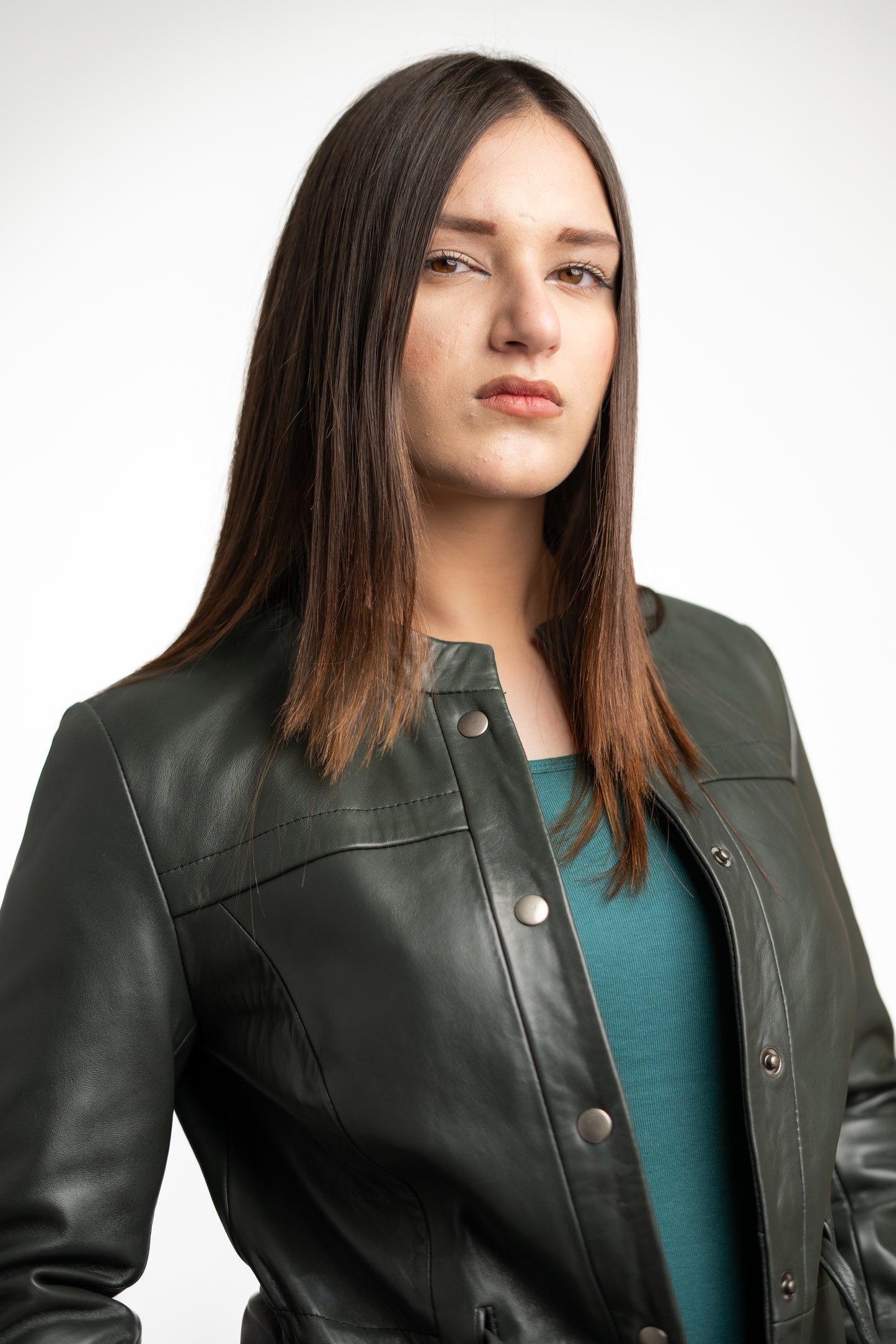 Emerald Noir | Women’s Longline Sheep Leather Coat