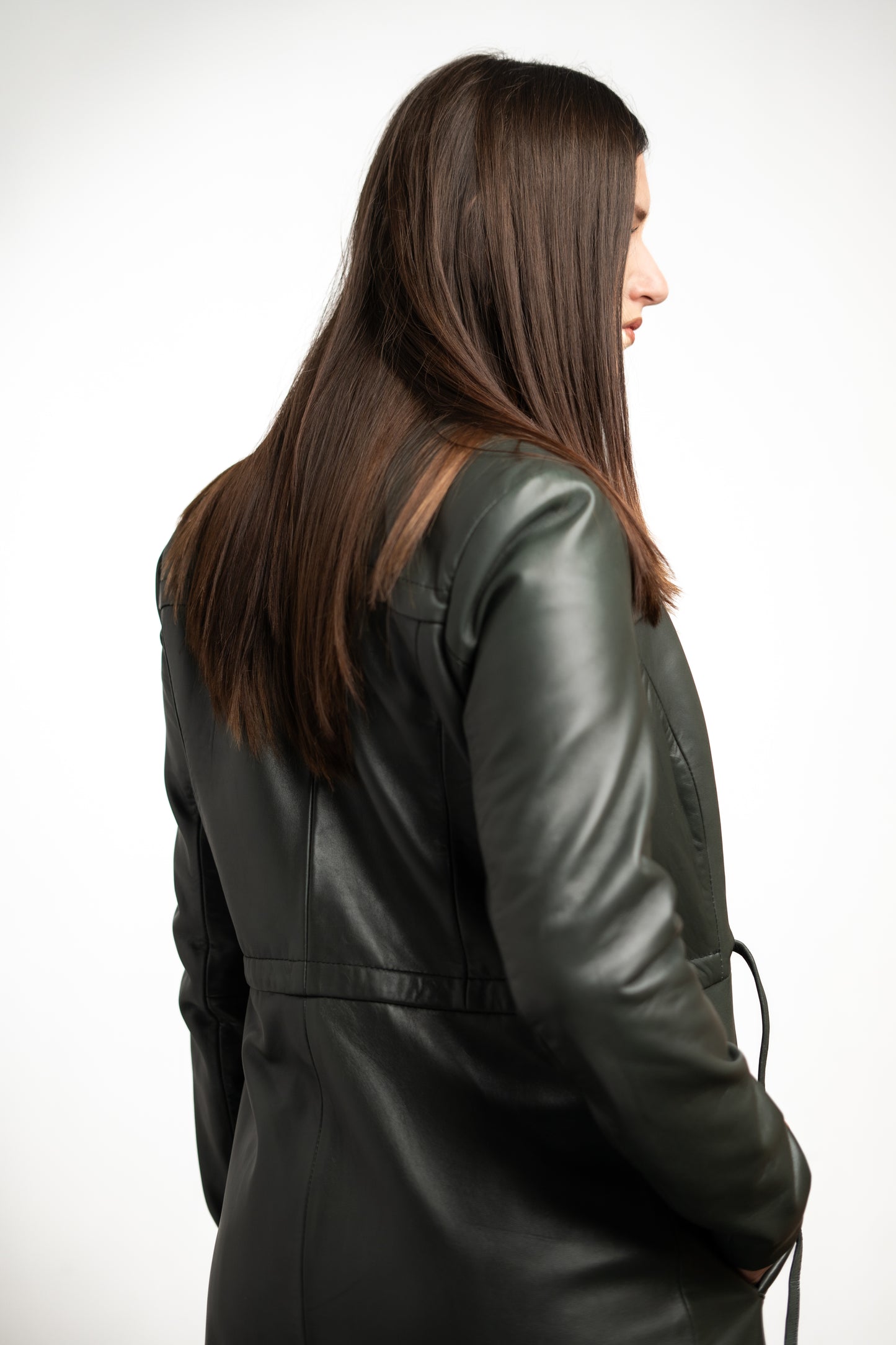 Emerald Noir | Women’s Longline Sheep Leather Coat