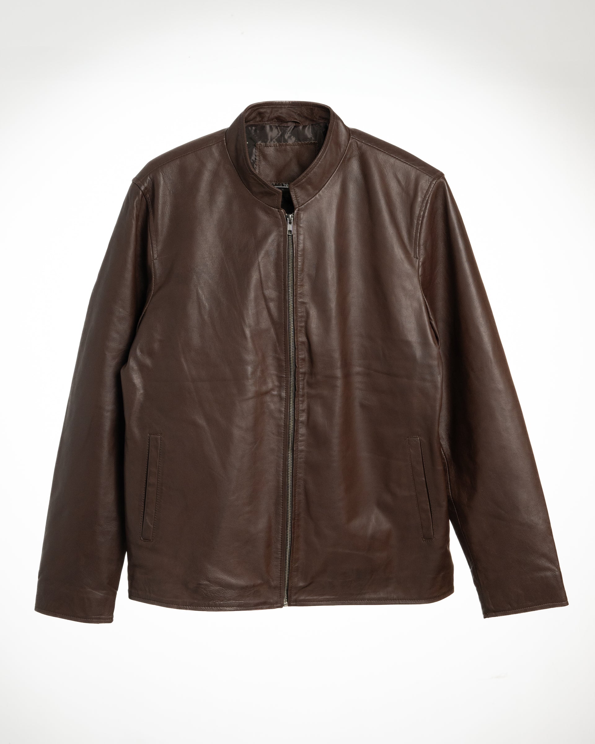 Men's Classic Dark Brown Leather Jacket – Minimalist Urban Style