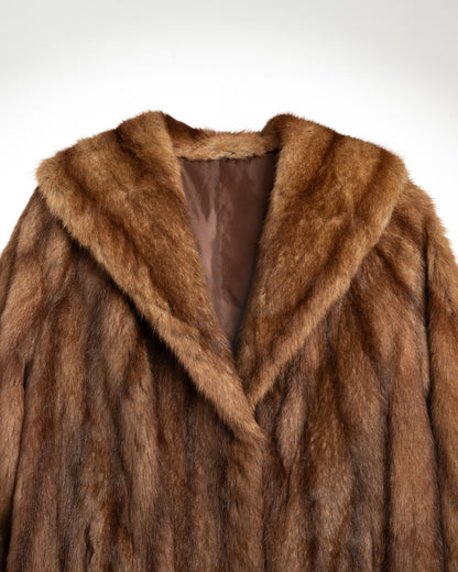 Royal Luxe | Long Mink Fur Coat in Rich Chestnut