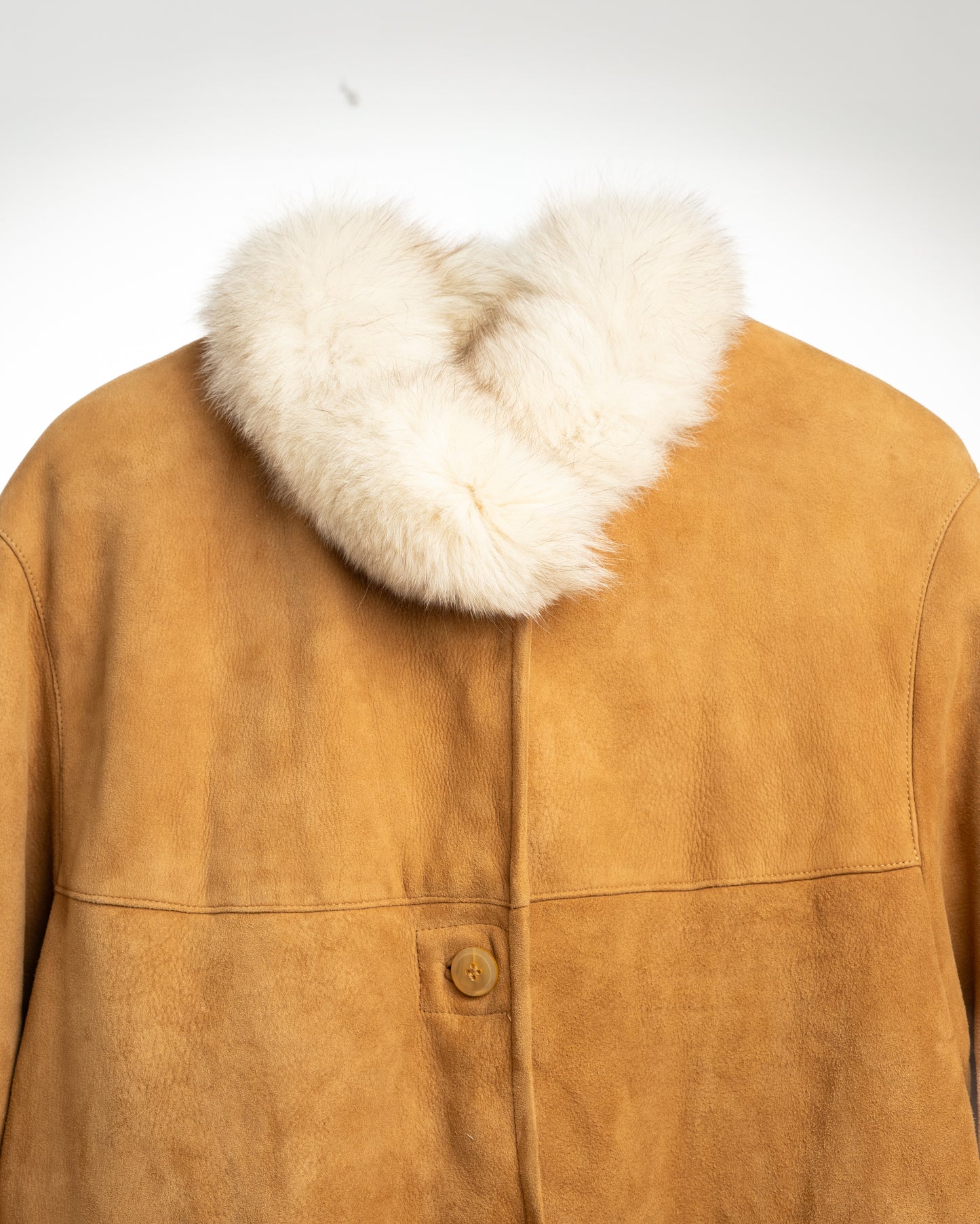Luxurious Genuine Sheepskin Coat with Fur Trim