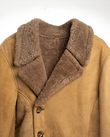Luxurious Shearling Leather Coat with Plush Collar